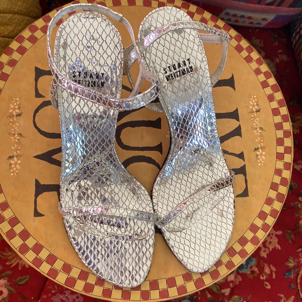 Stuart Weitzman Silver Strappy Heels